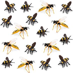 20 Pcs Honey Bee Figurine Realistic Animal Bee Figurine Set Various Bees Model Fake Bees Early Educational Insect Toy Garden Creatures Collection for Science Project Cake Topper Birthday