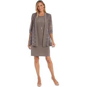 R&M Richards Circle Mesh Patterned Jacket Dress