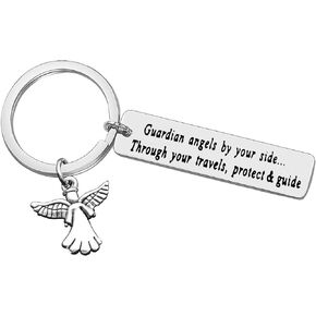 Ciyumu Travel Keychain Inspirational Gift for Traveller Gift Travels Protect and Guide Traveller Keychain Travelling Gift Traveler Prayer Keychain Travel Safe Keychain Travel Gift Traveller Jewelry