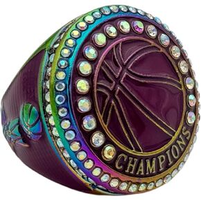 Discount Sports Rings Basketball Championship Ring — Rainbow Body, Painted Ball/Basketball Awards/Basketball Rings