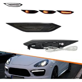 ADIIL For 2011-2014 Porsche Cayenne 958 Clear Lens Sequential LED Side Marker Signal Lights Front Fender Side Marker Lamps