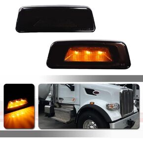 For 2013-2017 Kenworth T680 2011-2015 Kenworth T700, 2014-2015 Kenworth T880,2015-2019 Peterbilt 567 Amber LED Clear Lens Front Bumper Passenger Side Marker Turn Signal Lamp