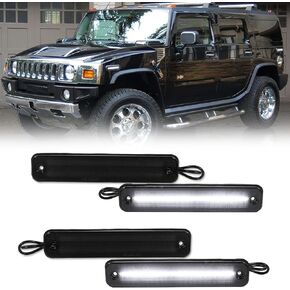 Smoked Lens Amber/Red LED Side Marker Light Kit Compatible With 2003 2004 2005 2006 2007 2008 2009 Hummer H2