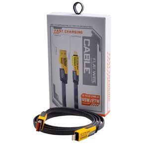 4 in 1 Charging Cable (3ft), 65W Fast Data Cable - Fast Charging Braided Cable USB C to USB C with Type C/USB A - Flat Braided Cable for Easy Cable Management, Black