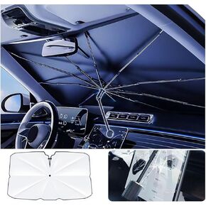 2024 Upgrade SUV Windshield Sunshade Umbrella Front Window Sunshade 360° Rotating Shaft Soft Handle Windscreen Sunshade Foldable UV Car Front Screen Sunshade (360° Rotating Shaft-M(55x29 Inch))