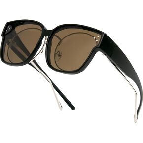 Long Keeper Polarized Sunglasses Over Glasses for Women Men Oversized Square Cat Eye Wrap Around Shades for Driving