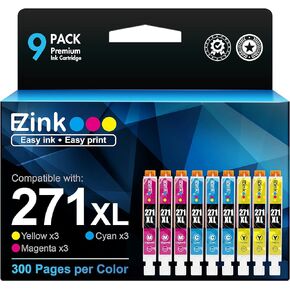 E-Z Ink Compatible Ink Cartridge Replacement for Canon CLI-271XL CLI 271 XL to use with TS6020 TS9020 TS8020 MG5720 MG5722 MG6820 MG6821 MG6822 MG7720 (3 Cyan,3 Magenta,3 Yellow) 9 Pack