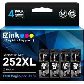 E-Z Ink (Remanufactured Ink Cartridge Replacement for Epson 252XL T252XL T252120 to use with Workforce WF-7110 WF-7710 WF-7720 WF-3640 WF-3620 Standard Capacity (4 Black) 4 Pack
