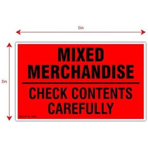 Kenco 3" X 5" Mixed Merchandise Check Contents Carefully Stickers for Shipping and Packing - 500 Labels Per Roll (1 Pack)