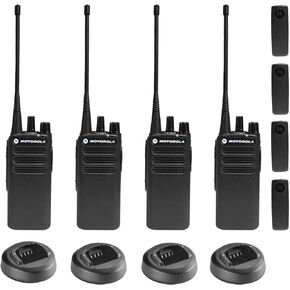 4 x Motorola CP100D Analog UHF Portable Non-Display Two Way Radio, 16 Channel, 4 Watt (403-480MHz) - 4 Pack Bundle