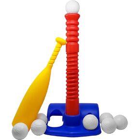Fun T-Ball Set/Tee Ball - Toddlers and Kids Adjustable Batting Tee Game W/ 10 Balls. Develops and Improves Baseball, Softball, Skills - Sports Toy for Boys and Girls, Children All Ages
