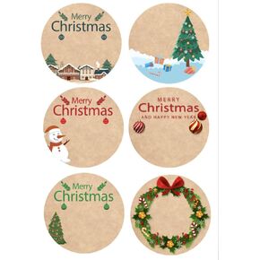 2'' 150PCS 6 Types Merry Christmas Stickers Labels Adhesive Decorative Envelope Seals Stickers for Cards Gift Envelopes Boxes