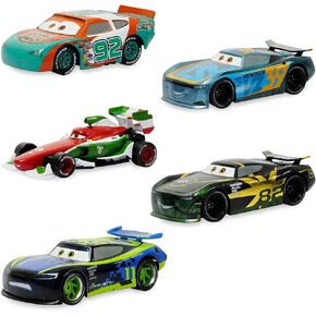 Disney Store Official Cars Pull 'N' Race Series Set of 5 Pullback Pixar Toys - Die Cast Metal, 1:43 Scale, 15th Anniversary Edition Cars Toys, Diecast Cars Multi Pac with Window Display