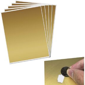5 Sheets, 9" x 7", Gold Scratch Off Sticker Labels Large DIY Sheet