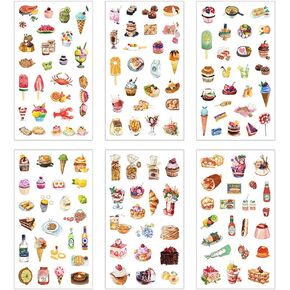 3 Set(18 Sheet) Delicious Dessert Food Cake Cookies Bread Donut Ice Cream Drink Stationery Sticker Scrapbooking Planner Journal Diary Decorative Label DIY Craft Stickers (Dessert)