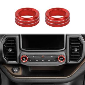 for Bronco Sport Audio Volume Knob Trim Ring Compatible with Ford Bronco Sport 2021 2022 2023 Red Interior Accessories 2pcs