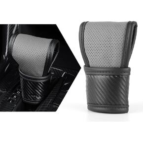 UGSHY 1 PC Car Shift Knob Cover, Perforated Breathable Sweat-Absorbent Leather Shift Lever Anti-Scratch Protective Cover, Side Opening Design for All Seasons, Universal Car Interior Accessory (Black)
