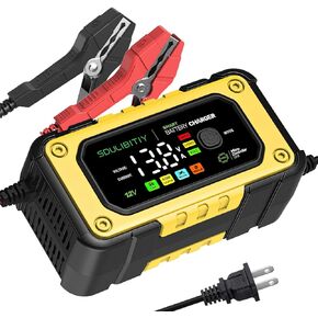 Car Battery Charger，12V 6A Battery Chargers Automobile 12 Volt Trickle Charger Automotive Color Digital Display LED, for Cars, Trucks, Motorcycles, Lithium, Lifepo4, Lead Acid Batterie