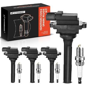 A-Premium Set of 4 Ignition Coil Pack and Iridium Spark Plugs Compatible with Chevrolet 1999-2004, Tracker & Suzuki Aerio Esteem Sidekick Vitara
