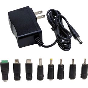 5V 2A 2000mA DC Power Supply 10W AC/DC Adapter 110V AC to DC 5Volt 2A 1.5A 1A 750ma Power Supply Transformer 4.6FT Replacement 5V Power Cord with 8tips 5.5x2.5mm USB Type for Camera Baby Monitor