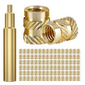 Heat Set Thread Inserts 380pcs Boxed with M2 M2.5 M3 M4 M5 M6(1/4) M8 Insert Tips for 3D Printing Components and Plastic Parts-Brass Metric Knurled Nuts