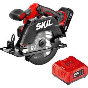 SKIL 20V 6-1/2 Inch Cordless Circular Saw Includes 2.0Ah PWR CORE 20 Lithium Battery and Charger - CR540602