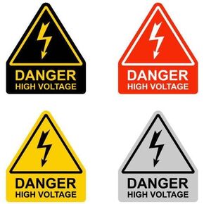 Danger High Voltage Electrical Warning Sign, 4 inches - High Voltage Warning Sticker, Work Safety Stickers