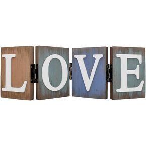 Aecipl Wooden Home Sign Rustic Decorative Letters Freestanding Letter Centerpiece Folding Word Sign Wood Farmhouse Decor for Tabletop Shelf Mantel Entryway Kitchen (Family)