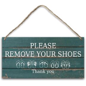 علامة "لا توجد أحذية" للوحة معلقة من خشب المنزل، قم بخلع حذائك من اللافتة، علامة إزالة الأحذية من علامة الحائط للباب الخشبي للحديقة، الفناء، المدخل، غرفة المعيشة، هدية الترحيب بالمنزل - 17 in Kuwait