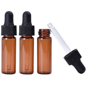 15 قطعة من زجاجات قطارة العنبر 4 مل، قوارير زجاجية صغيرة فارغة للعطور، زجاجات قطرات من الزيوت العطرية، حاويات مستحضرات التجميل مع قطارة زجاجية وأغطية سوداء in Kuwait