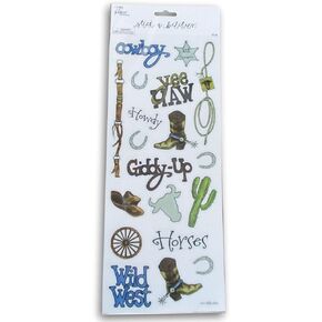 Craft Supply Cowboy Stickers Adhesive Decals for Crafts, Cardmaking, Scrapbooks & More – 19 Pc, Blue,green
