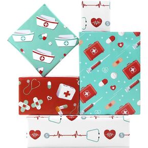 apol ممرضة طبيب ورق تغليف الهدايا الطبية، 8 أوراق الرعاية الصحية سماعة الطبيب التمريض ورق التغليف شكرا ممرضة طبيب هدية التفاف لطلاب التمريض المعلمين ورقة التخرج التخرج، 27 × 20 بوصة in Kuwait