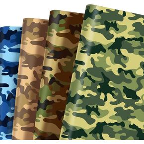 SJJCHU 4 Designs Camouflage Premium Kraft Gift Wrap Paper 12 Sheets,Military Camo Wrapping Paper for Veterans Day Birthday Wedding Holiday Gift Wrap