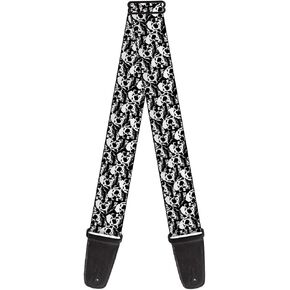 Buckle-Down Guitar Strap Skull Yard Black White 2 Inches Wide