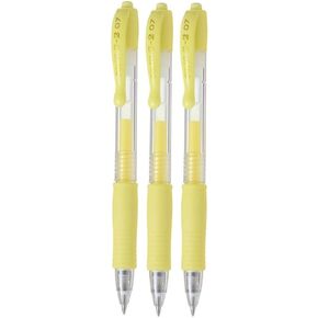 Pilot G2 Retractable Pastel Gel Ink Rollerball Pens, Fine Point 0.7mm, Yellow, 3 Count