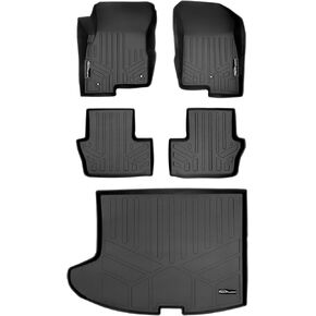 SMARTLINER Custom Floor Mats 2 Rows and Cargo Liner Set Black for 2017 Jeep Patriot with 1st Row Dual Driver Side Floor Hooks