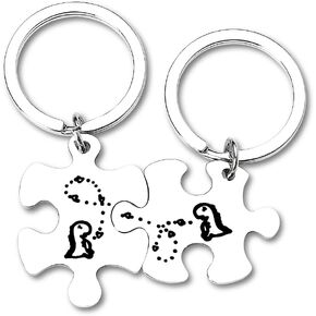 Dinosaur Keychains for Couples Gifts for Boyfriend Husband Anniversary Birthday Gift from Wife Girlfriend Valentines Day Christmas Gift for Dinosaur Lover Matching Puzzle Keychain for Best Friends
