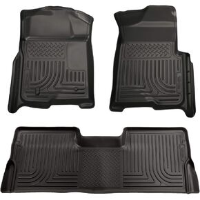 Husky Liners Weatherbeater Floor Mats | Fits 2008 - 2010 Ford F-250/F-350 SuperCab w/o Manual Transfer Case Shifter (Footwell Coverage) | Front & 2nd Row, 3-pc Black - 98391