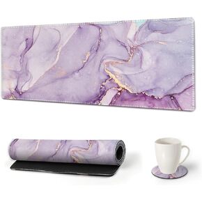 ARTSO Large Gaming Mouse Pad Extended Desk Pad XL Keyboard Mat Long Mousepad Decor Writing Pad 31.5x15.7inch Non Slip Rubber Base with Stitched Edges for Work, Game -Purple Blue Marble