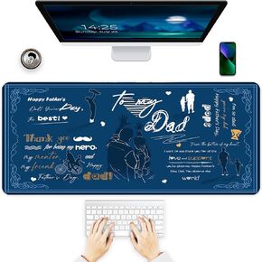 Dad Birthday Gift Birthday Gifts for Dad from Daughter Son Best Dad Gifts Large Gaming Mouse Pad for Home Office Gaming Work Stitched Edges, Anti-Slip Base Mouse pad (Dad pad-1, 31.5x15.7x0.11 in)