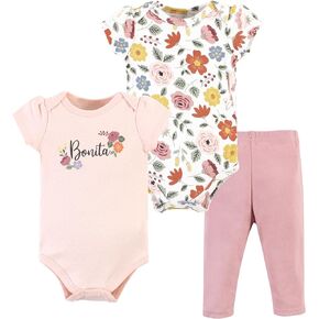 Hudson Baby Unisex Baby Cotton Bodysuit and Pant Set, Bonita Short Sleeve, Newborn