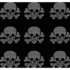 Clear 9X Small Filled Skull Iron On Rhinestone Transfer Crystal t-Shirt Applique