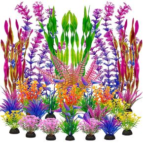 Ameliade Fish Tank Artificial Plastic Plants Decorations Large Aquarium Decor Betta Goldfish Tank Accessories Fish Bowl Ornaments（Colorful）