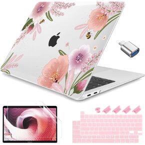 Teryeefi Compatible with MacBook Air 13 inch Case M1 A2337 A2179 A1932 (2021 2020 2019 2018 Release) with Touch ID, Plastic Hard Shell Cover + Keyboard Skin + Screen Protector, Cute Animals