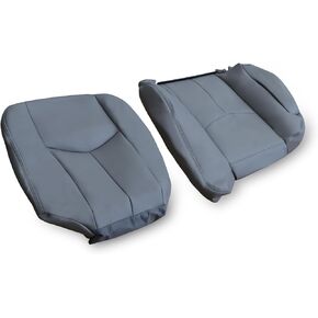 4 Pcs Front Driver Passenger Leather Seat Cover Compatible with Silverado Sierra 2003 2004 2005 2006 Bottom Lean Back