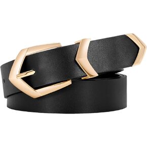 JASGOOD Women Plus Size Leather Belt Trendy Ladies Belt for Jeans Pants Dress with Gold Buckle