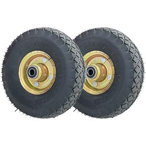 Sutekus 10" Replacement Tires 4.10/3.50-4" Air Tires Rubber Wheels With 5/8" Axle Bore Hole for Carts, Scooter, Hand Trucks, 2Pack