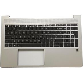 Replacement Laptop Upper Case Palmrest Non-Backlit Keyboard Assembly Part for HP Probook 450 G8 455 G8 M21740-001 Black