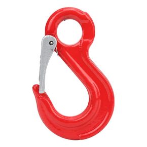 2Ton Round Fixed Alloy Steel Eye Lifting Hook with Latch, Alloy Steel Crane Hoist Hook for Ship Construction Load Bearing 3200kg