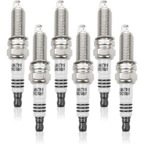 6 Pack LKR7DIX-11S 93175 Double Iridium Spark Plug Fit for Honda Accord Civic Crosstour CR-V HR-V Odyssey Pilot Hyundai Azera Elantra Genesis Santa Jeep Grand Cherokee Wrangler Kia